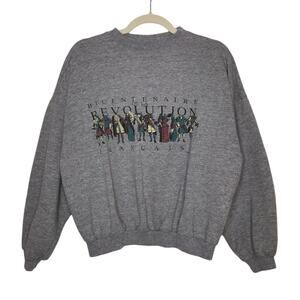 Vintage French Revolution Bicentennial Crewneck Sweatshirt Gray Art Renaissance